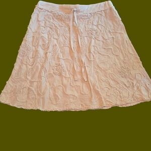 Max Studio Cream Textured Midi Skirt